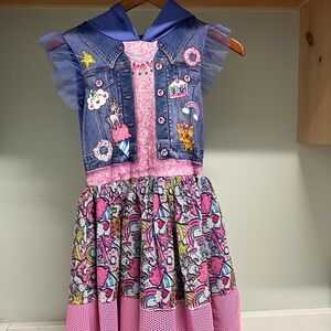 Nickelodeon Blue & Pink Bow Hoodie Dress – Girls Size Large